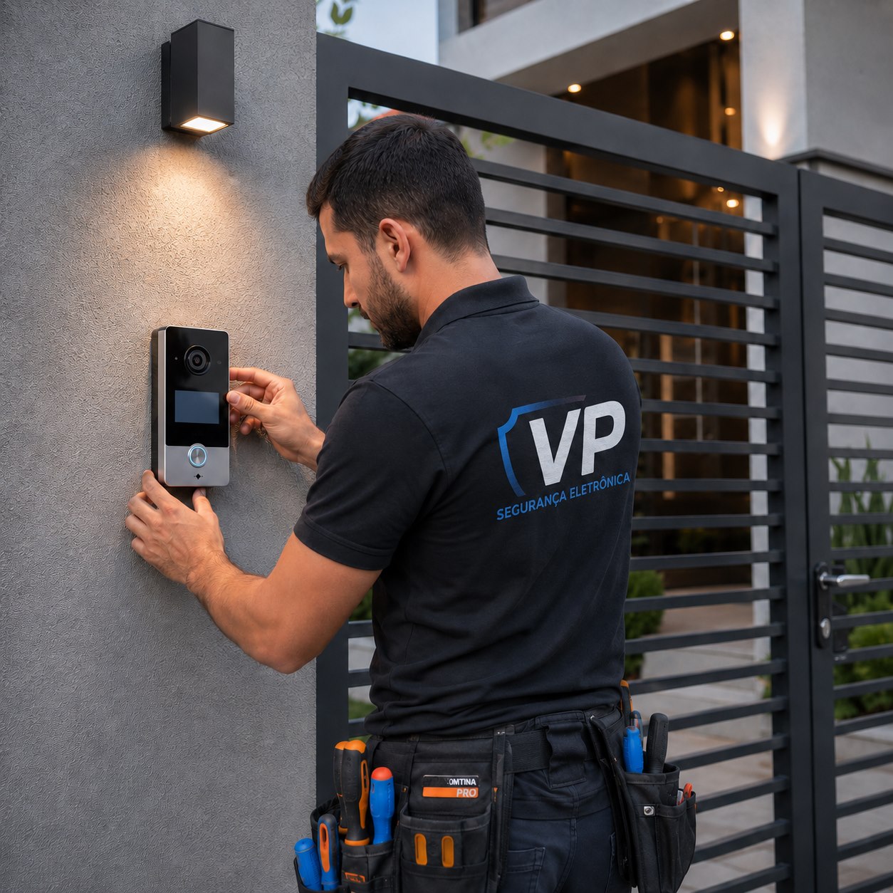 Vídeo porteiro com câmera e teclado instalado